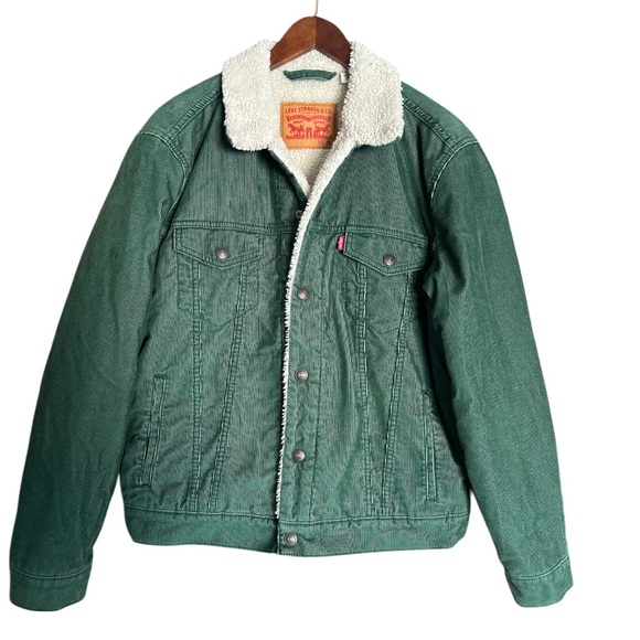 Levi's Jackets & Blazers - Levi's Pine Green Corduroy Sherpa Lined Jacket with Sherpa Collar
